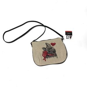 Scottie dog & heart canvas crossbody handbag